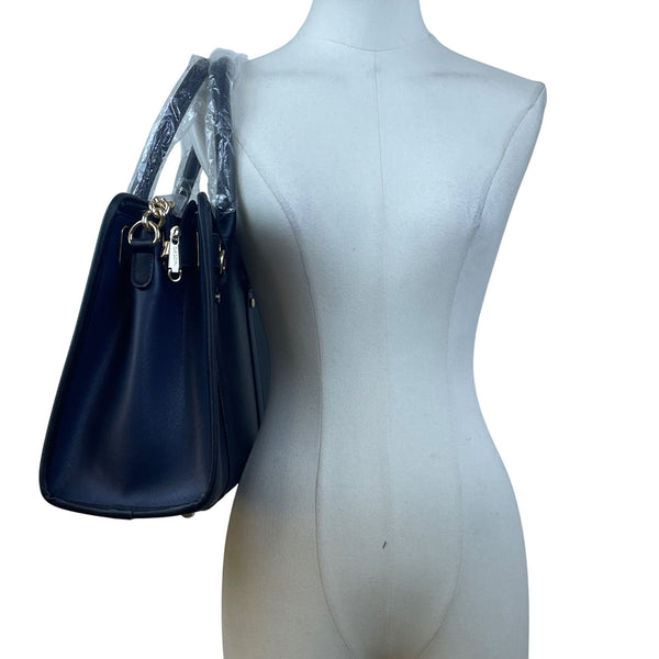 Dasein  Navy Blue Floral Faux Leather Tote Bag with matching wallet