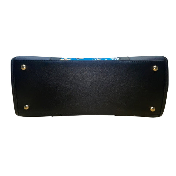 Dasein  Navy Blue Floral Faux Leather Tote Bag with matching wallet