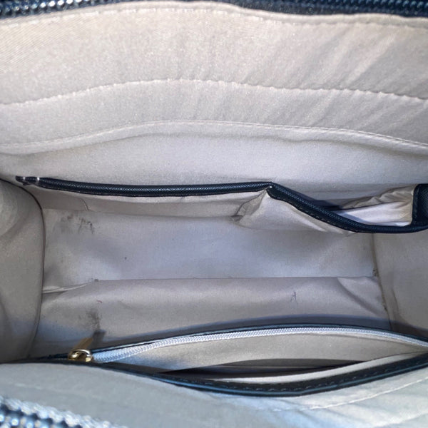 Dasein  Navy Blue Floral Faux Leather Tote Bag with matching wallet