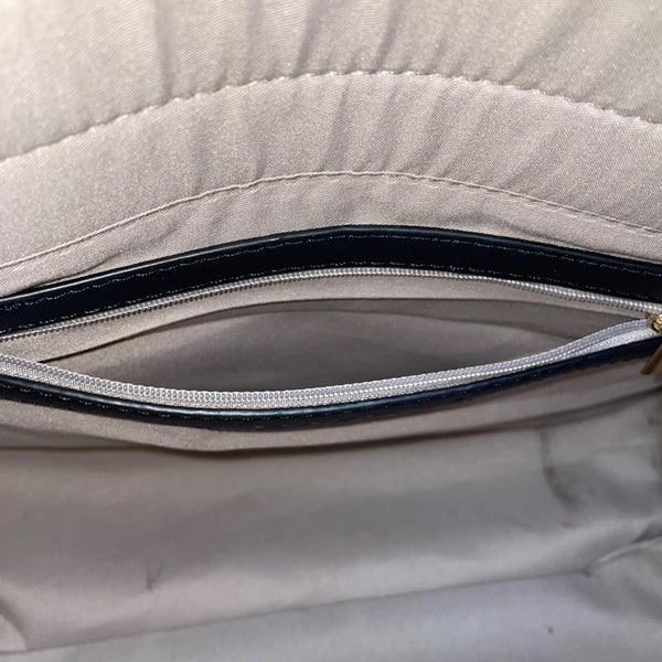 Dasein  Navy Blue Floral Faux Leather Tote Bag with matching wallet