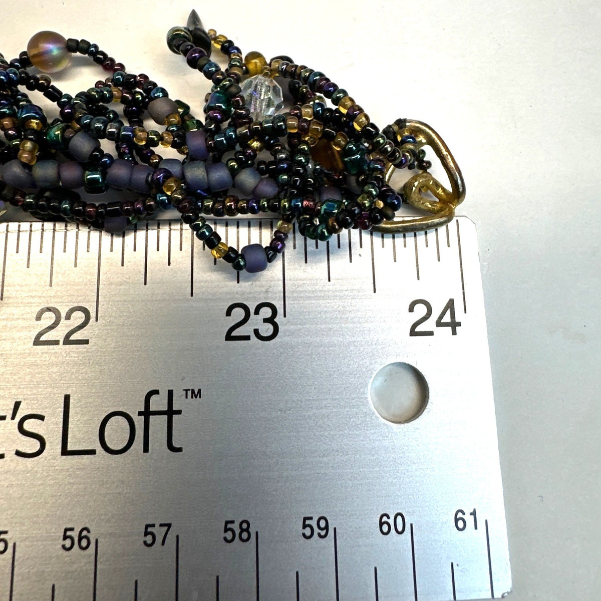 Vtg Handmade WRKing Signed 1995 Iridescent Shell Pendant Beaded L Necklace 24in