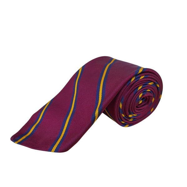 Vintage Brooks Brothers Mens Burgundy & Yellow All-Silk Striped Tie 58"x3" Classic Necktie
