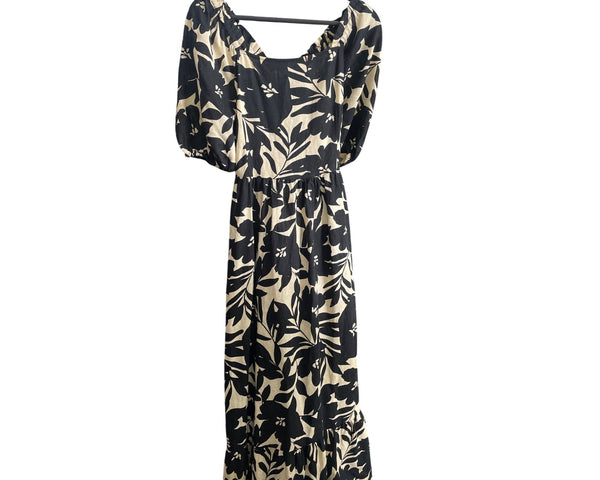 Who What Wear Womens Black & White Floral Dress Size L