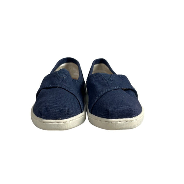 Toms Kids Boy Blue Tiny Canvas Classic Slip-On Shoes Sz 10