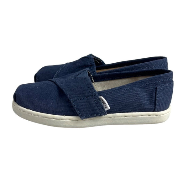 Toms Kids Boy Blue Tiny Canvas Classic Slip-On Shoes Sz 10