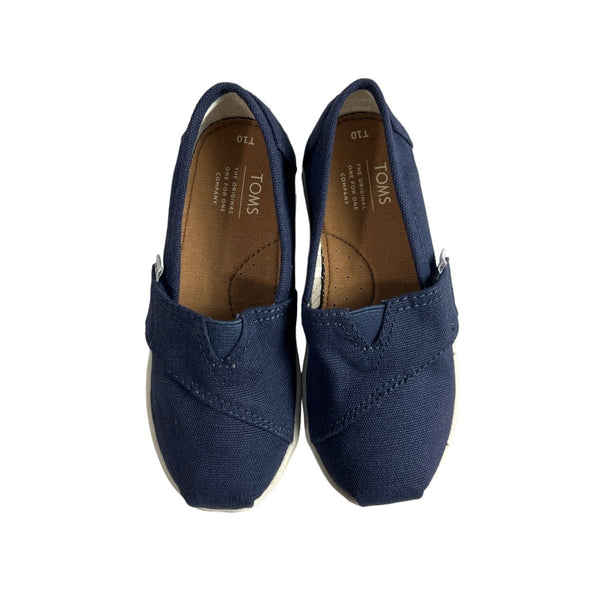Toms Kids Boy Blue Tiny Canvas Classic Slip-On Shoes Sz 10
