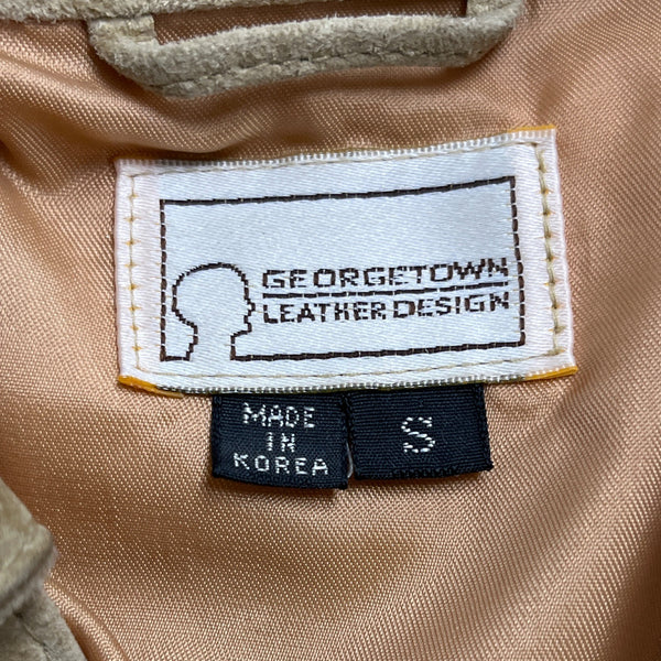 Georgetown Women’s Khaki Leather Button-Up Shirt Two Pockets Vintage Soft Sz S