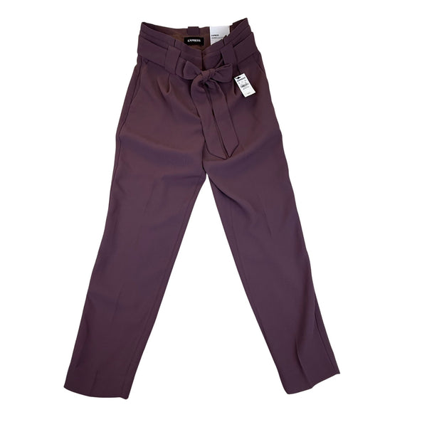 Express Women’s Purple High-Rise Ankle Pants With Bow Front Size 00P - New