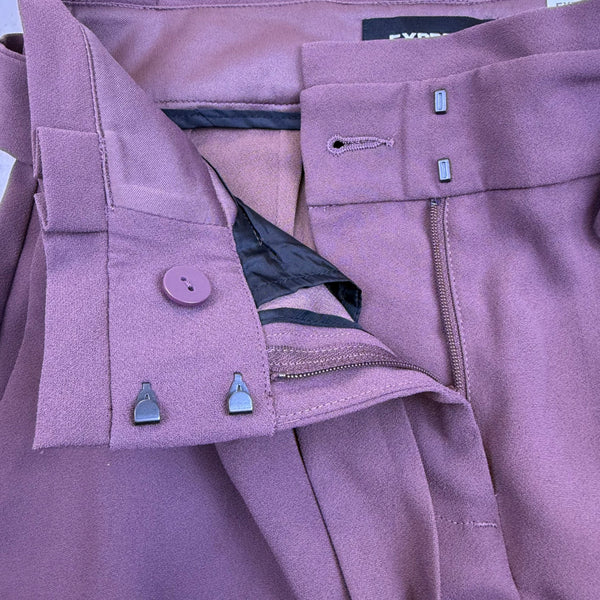 Express Women’s Purple High-Rise Ankle Pants With Bow Front Size 00P - New