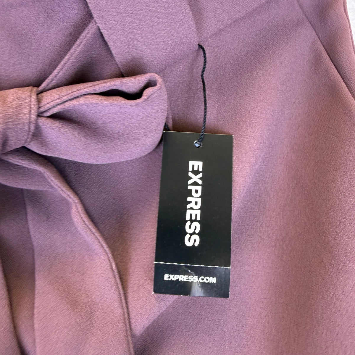 Express Women’s Purple High-Rise Ankle Pants With Bow Front Size 00P - New