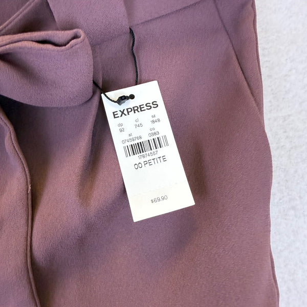 Express Women’s Purple High-Rise Ankle Pants With Bow Front Size 00P - New