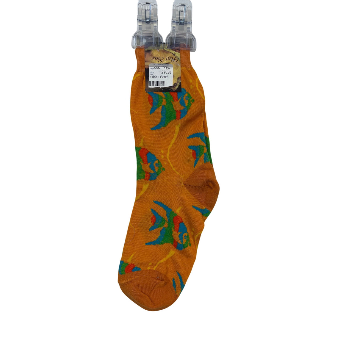 The Hot Sox Unisex Orange Cotton Blend Socks Multicolor Fish Pattern Size 9-11