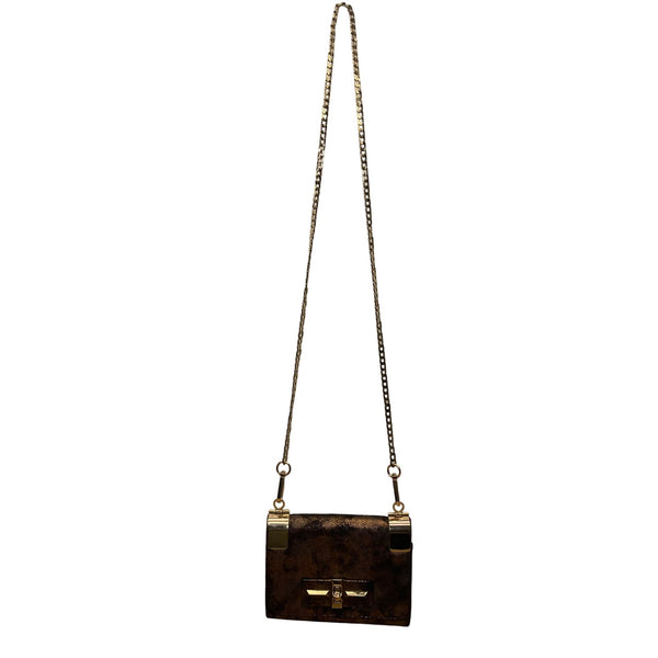 Urban Expressions Women’s Brown Lining Gold Chain Strap & Hardware Crossbody Bag