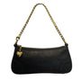 Juicy Couture Black Embossed Leather With Gold Chain Strap & Heart Charm Clutch
