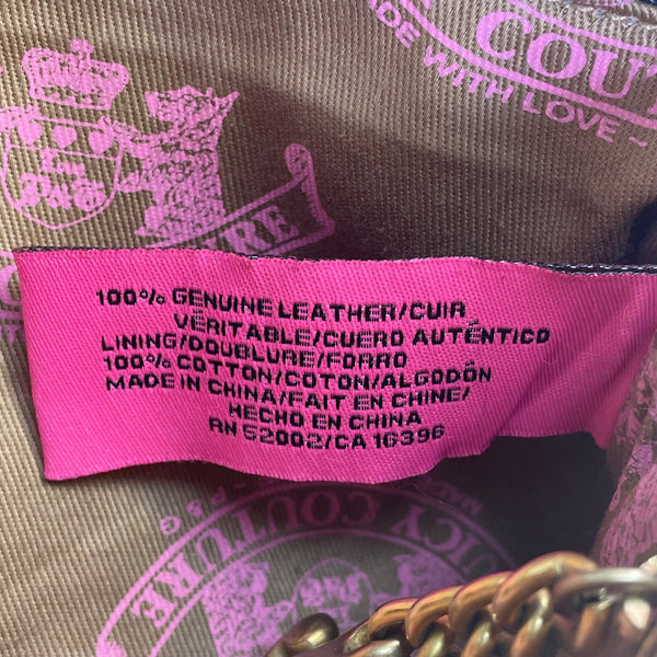 Juicy Couture Black Embossed Leather With Gold Chain Strap & Heart Charm Clutch