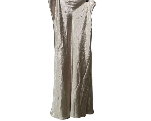 Banana Republic Womens Champagne Satin Sleeveless Maxi Dress Size 10 Elegant Design