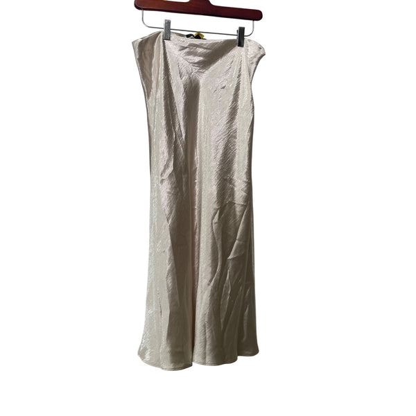 Banana Republic Womens Champagne Satin Sleeveless Maxi Dress Size 10 Elegant Design