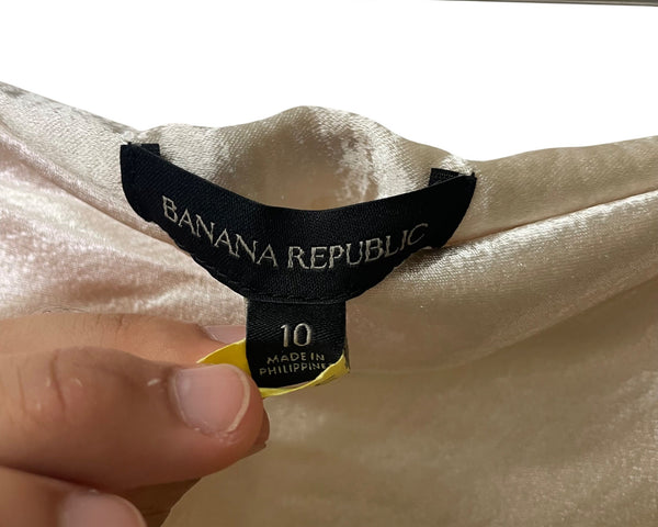 Banana Republic Womens Champagne Satin Sleeveless Maxi Dress Size 10 Elegant Design