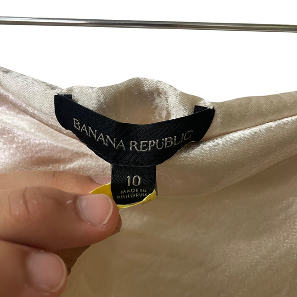 Banana Republic Womens Champagne Satin Sleeveless Maxi Dress Size 10 Elegant Design