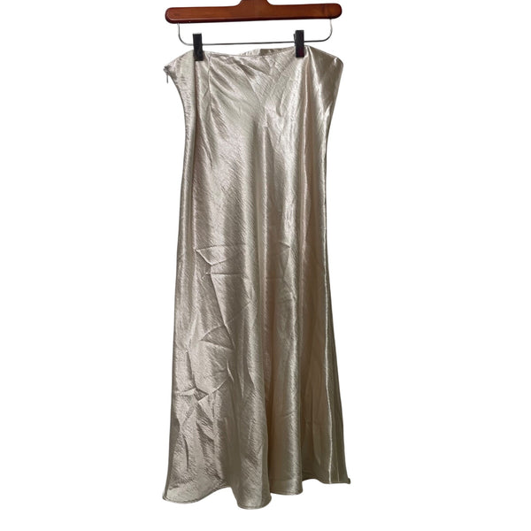 Banana Republic Womens Champagne Satin Sleeveless Maxi Dress Size 10 Elegant Design