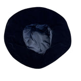 Black Velvet Bucket Hat With Decorative Lace & Beading Design For Women