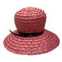 Beresford Womens Pink Straw Hat Woven Wide Brim Church Cloche Style Black Band Trim