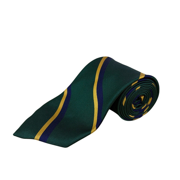 Vintage Brooks Brothers Green & Yellow Striped Silk Tie Classic Necktie