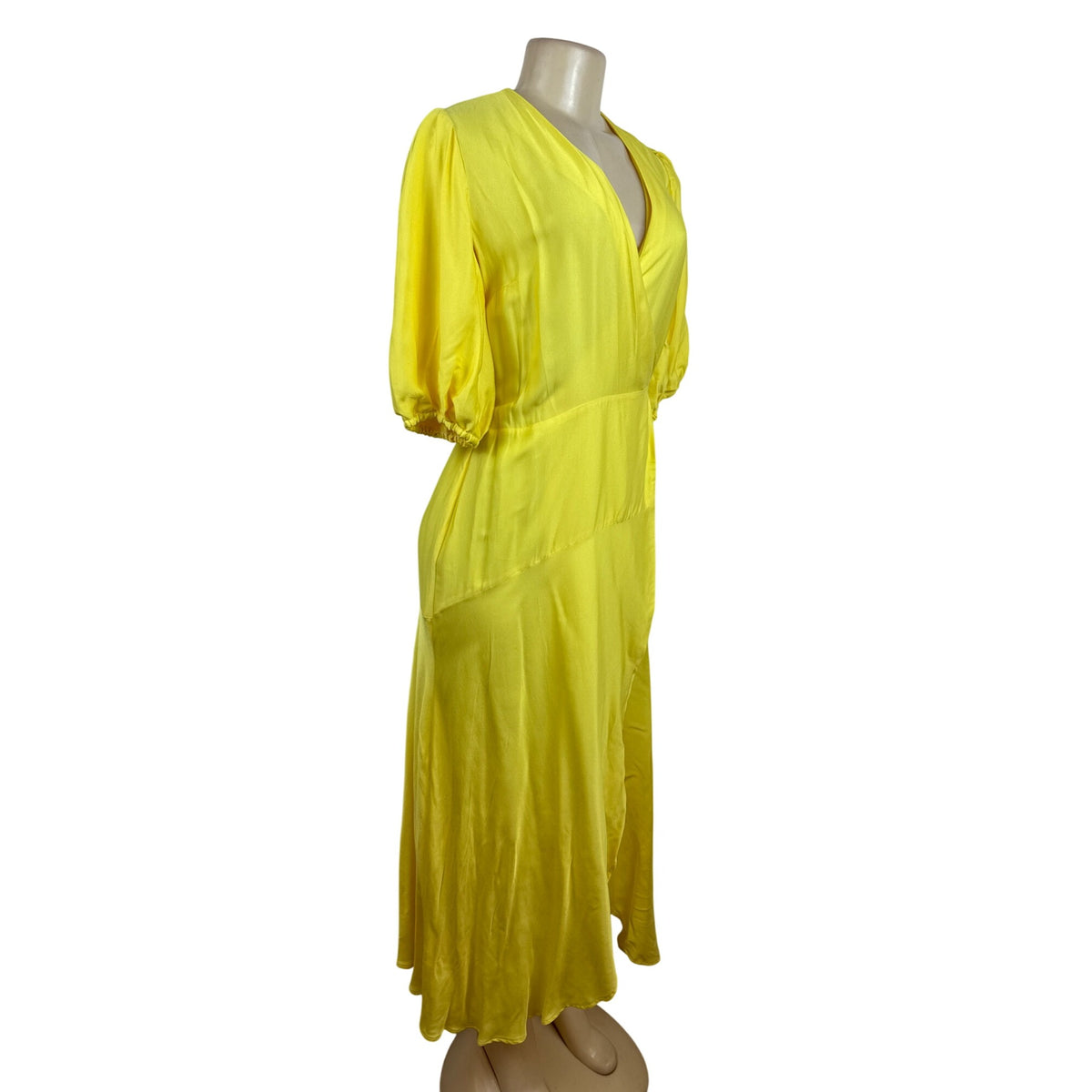 Liquorish Women’s Yellow Puff Sleeve Wrap Dress Size 8