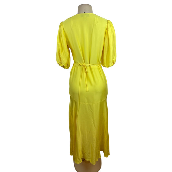 Liquorish Women’s Yellow Puff Sleeve Wrap Dress Size 8