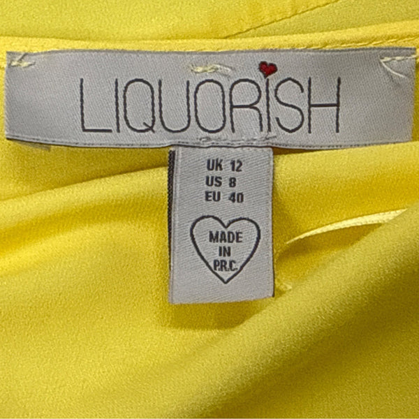 Liquorish Women’s Yellow Puff Sleeve Wrap Dress Size 8