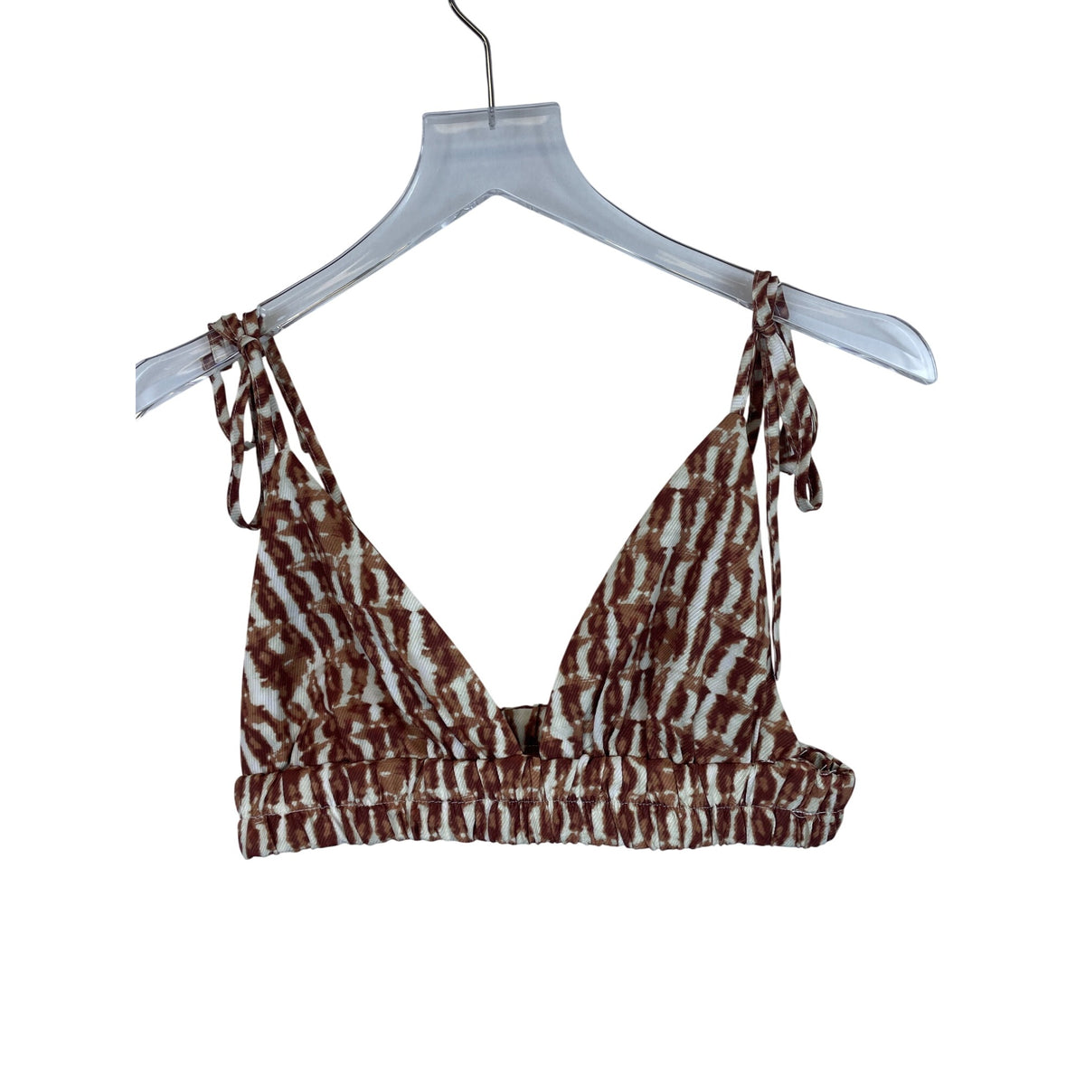 Shein Womens Brown Tie-Dye Bikini Top Adjustable Tie Straps Size M Polyester