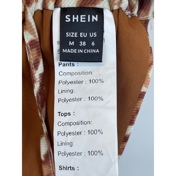 Shein Womens Brown Tie-Dye Bikini Top Adjustable Tie Straps Size M Polyester