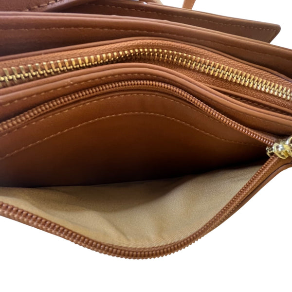 The Danbury Mint Women Brown Faux Leather Studded The Personalized Crossbody Bag
