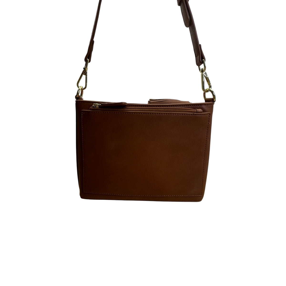 The Danbury Mint Women Brown Faux Leather Studded The Personalized Crossbody Bag