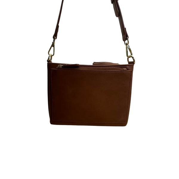The Danbury Mint Women Brown Faux Leather Studded The Personalized Crossbody Bag