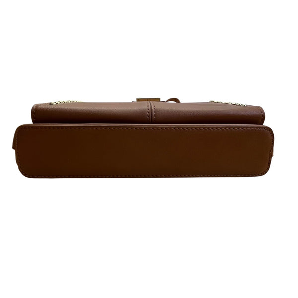 The Danbury Mint Women Brown Faux Leather Studded The Personalized Crossbody Bag