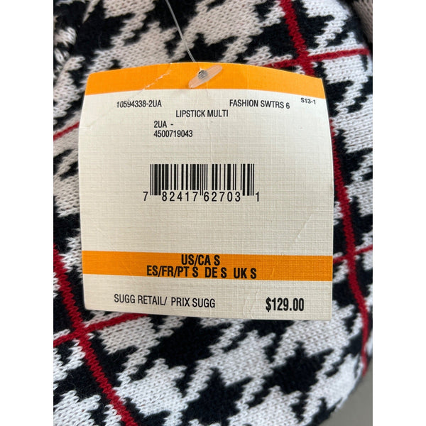 Anne Klein Womens Houndstooth Belted Cardigan Sweater S