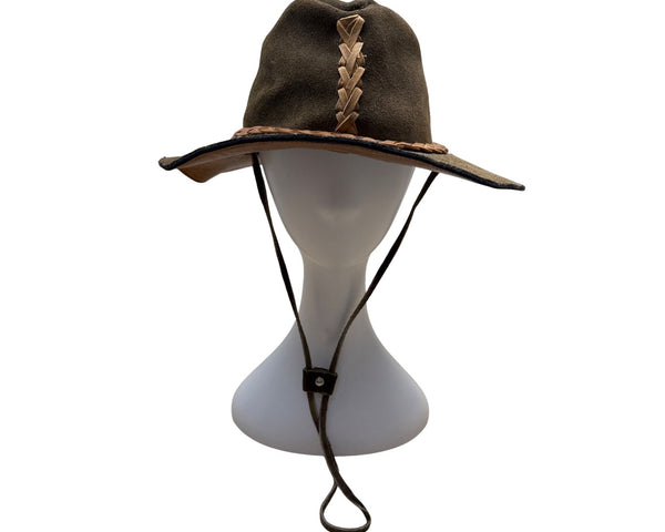 Suede Leather Handmade Australian Cowboy Western Hat Braided Band w/ Chin Strap
