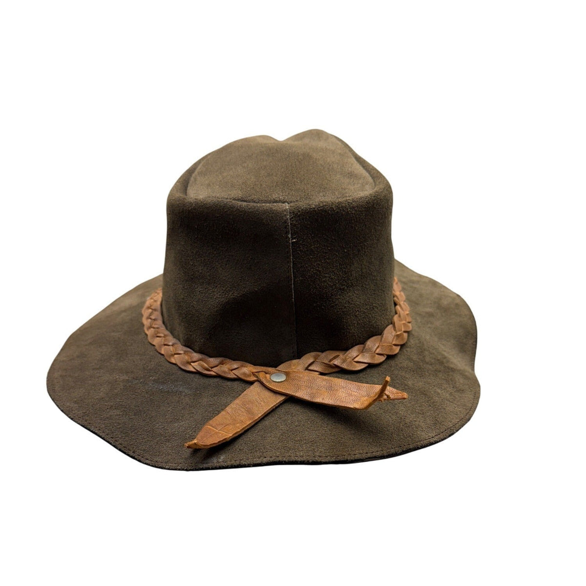 Suede Leather Handmade Australian Cowboy Western Hat Braided Band w/ Chin Strap