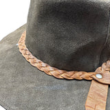 Suede Leather Handmade Australian Cowboy Western Hat Braided Band w/ Chin Strap