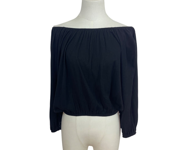 Black Off-Shoulder Elastic Hem 3/4 Sleeve Top By La Miel Size S - New