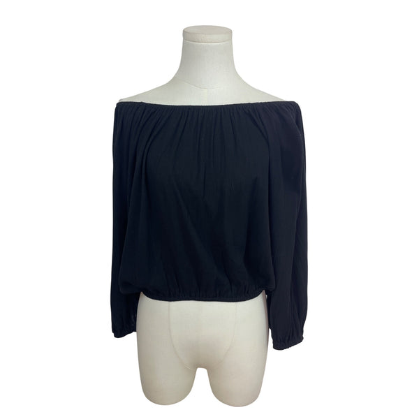 Black Off-Shoulder Elastic Hem 3/4 Sleeve Top By La Miel Size S - New