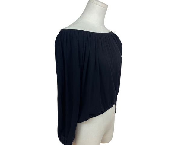 Black Off-Shoulder Elastic Hem 3/4 Sleeve Top By La Miel Size S - New