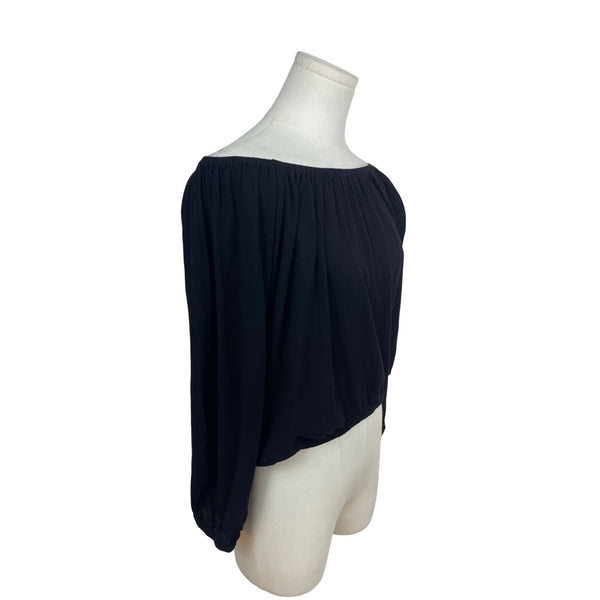 Black Off-Shoulder Elastic Hem 3/4 Sleeve Top By La Miel Size S - New