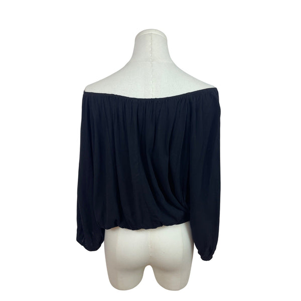 Black Off-Shoulder Elastic Hem 3/4 Sleeve Top By La Miel Size S - New