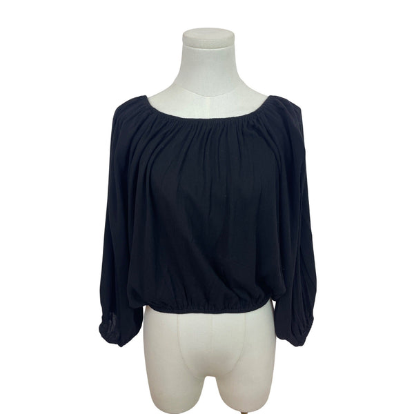 Black Off-Shoulder Elastic Hem 3/4 Sleeve Top By La Miel Size S - New