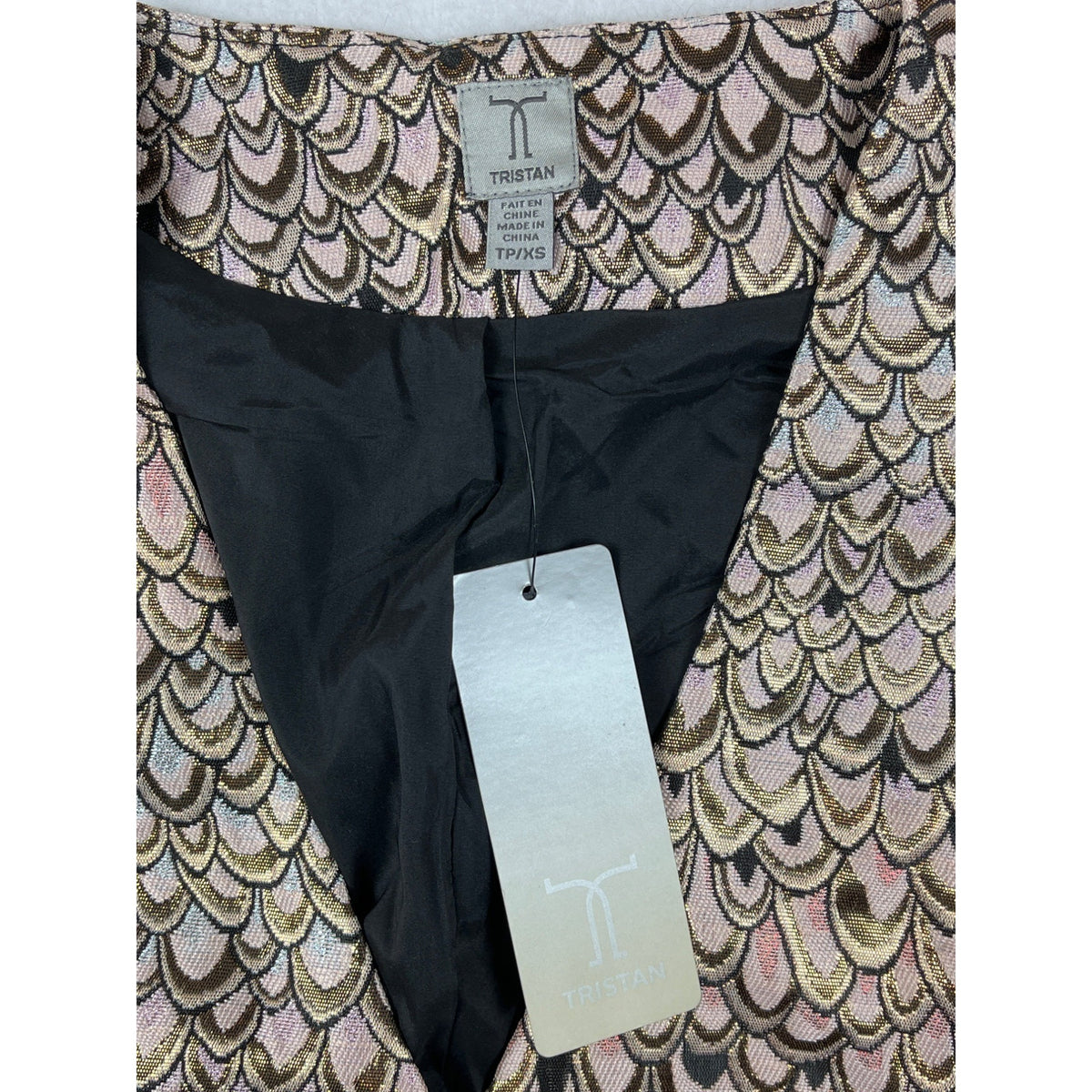 Vintage 90s Tristan Women's Pink Sparkly Metallic Gold Scale Design Vest XS - NWT