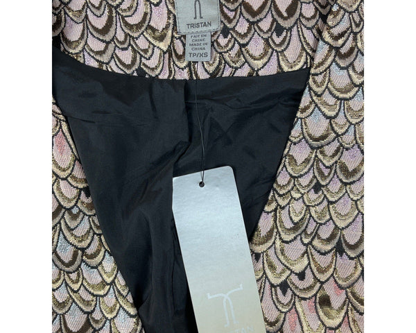 Vintage 90s Tristan Women's Pink Sparkly Metallic Gold Scale Design Vest XS - NWT