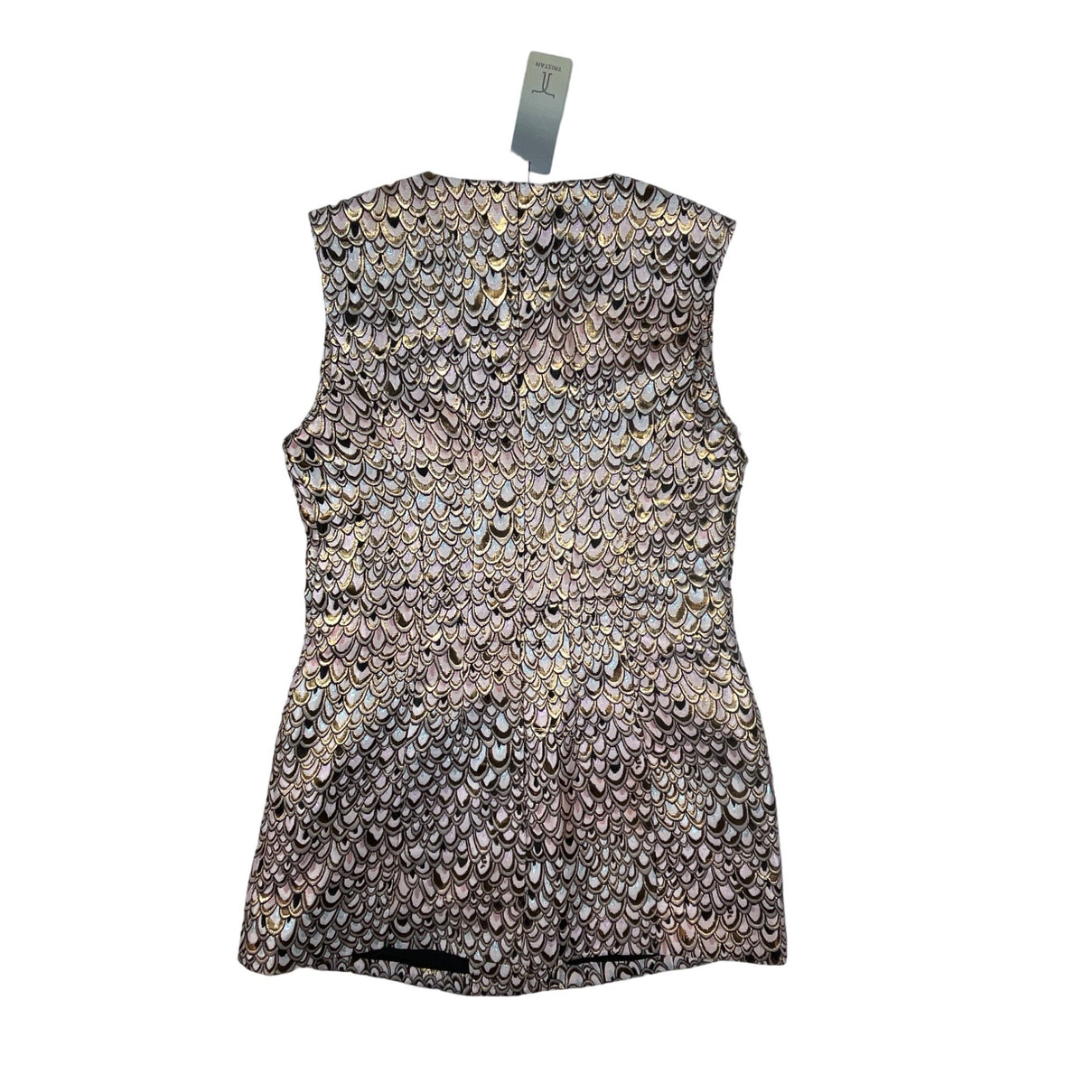 Vintage 90s Tristan Women's Pink Sparkly Metallic Gold Scale Design Vest XS - NWT