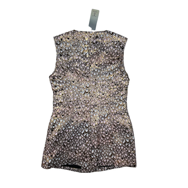 Vintage 90s Tristan Women's Pink Sparkly Metallic Gold Scale Design Vest XS - NWT